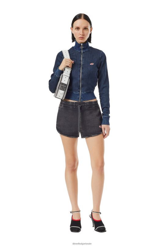 бг Diesel Жени d-sunny track деним шорти за бягане черно/тъмно сиво N2F26989 облекло